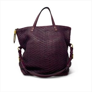 Kempton & Co. Morleigh Foldover Bag in Oxblood Woven